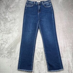 Vervet Jeans Womens 29 Blue High Rise Straight Leg Frayed Dark Wash Denim
